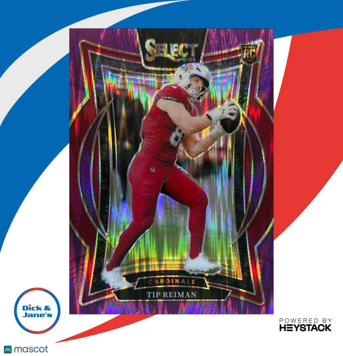 2024 Select Tip Reiman Concourse Purple Prizm Shock /360 50 RC Arizona Cardinals