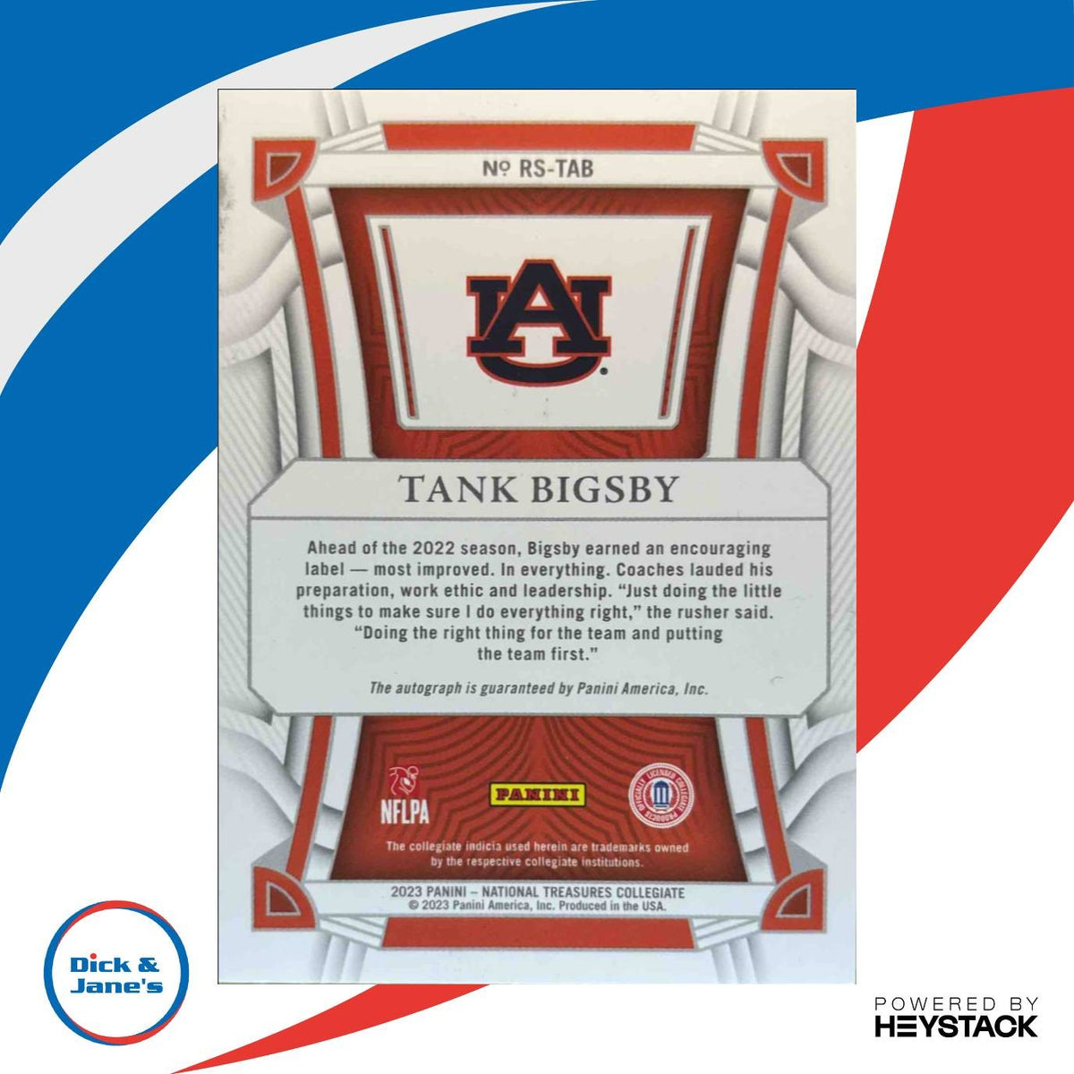 2023 Panini National Treasures Collegiate Tank Bigsby Rookie Signatures /99 Auto
