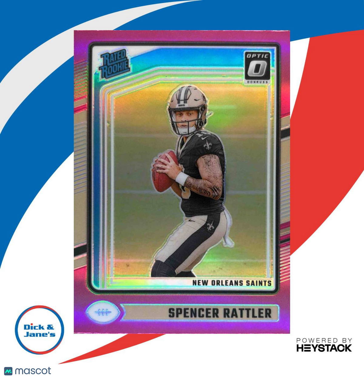 2024 Panini Donruss Optic Spencer Rattler Pink #289 Rated Rookie Saints