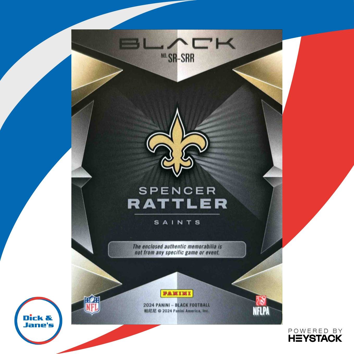 2024 Panini Black Spencer Rattler Sizeable Rookie Memorabilia 87/150 Saints