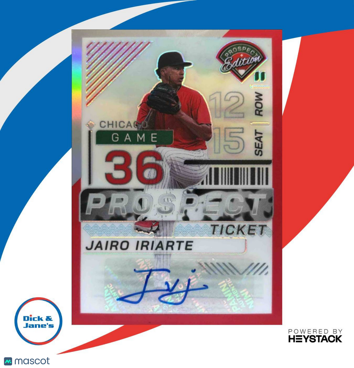 2024 Panini Prospect Edition Jairo Iriarte Signatures Red /199 #176 White Sox