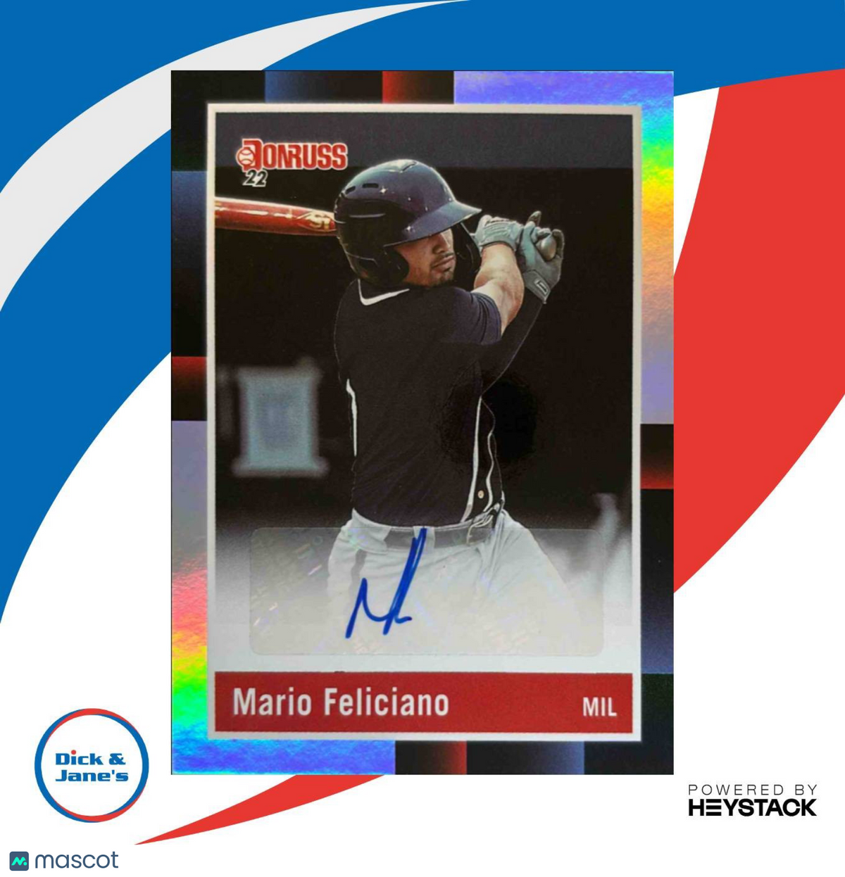 2022 Panini Donruss Mario Feliciano Retro 1988 Signatures Holo Milwaukee Brewers