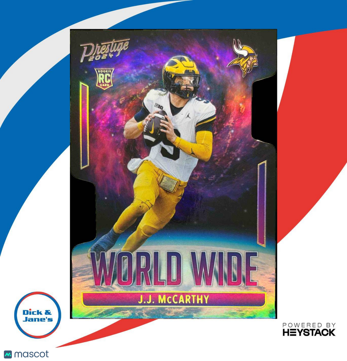 2024 Panini Prestige J.J. McCarthy World Wide #WW-JMY Minnesota Vikings