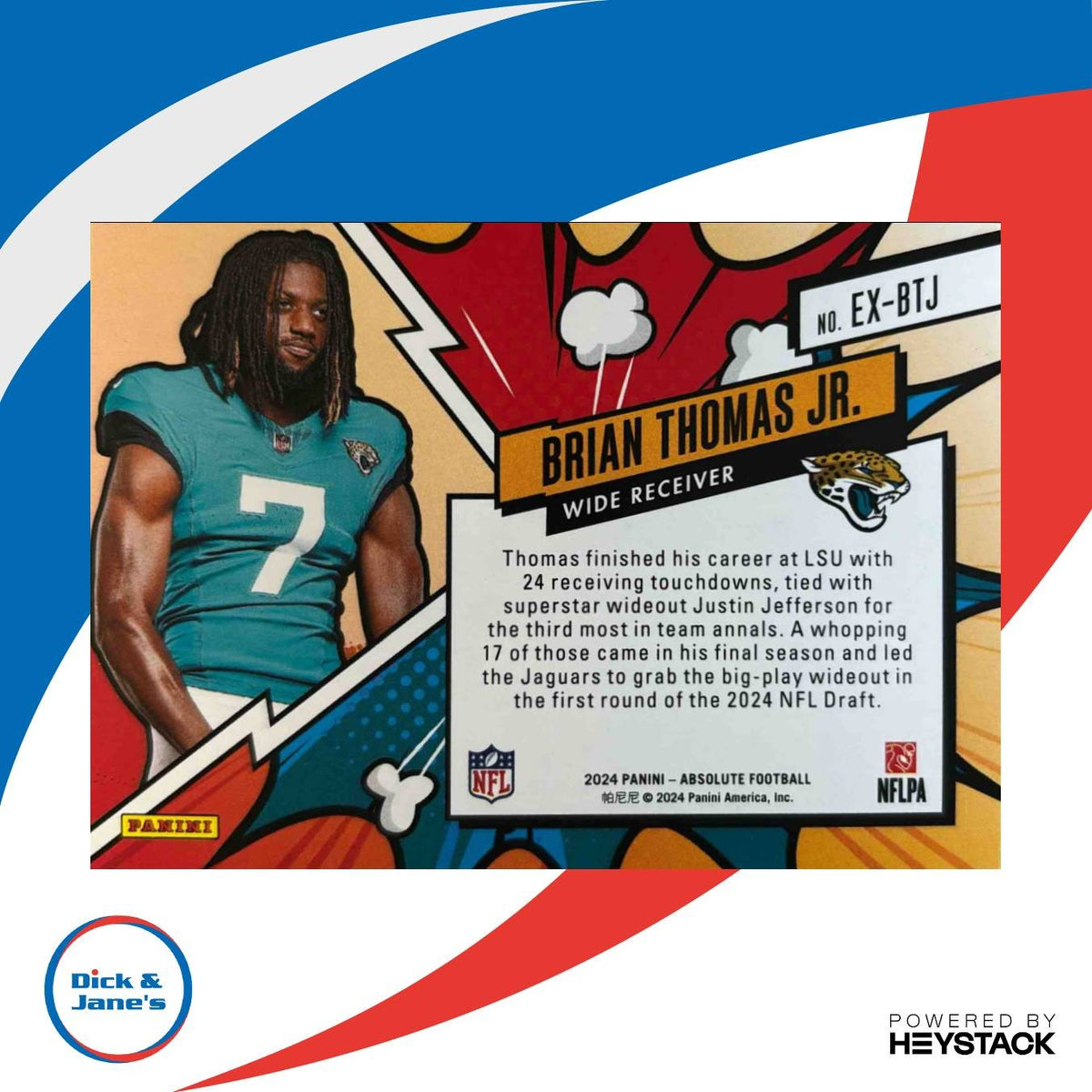 2024 Panini Absolute Brian Thomas Jr. Explosive #EX-BTJ RC Jacksonville Jaguars
