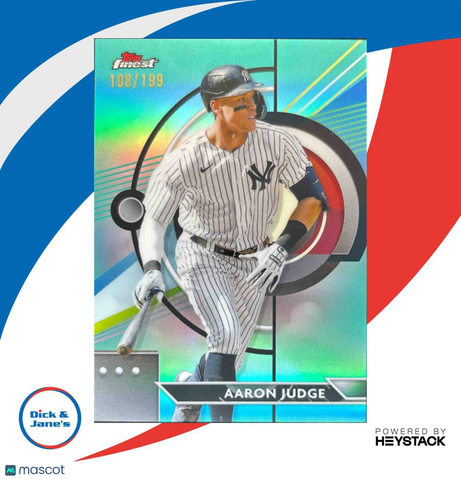 2023 Topps Finest Aaron Judge Aqua Refractor 108/199 #1 New York Yankees
