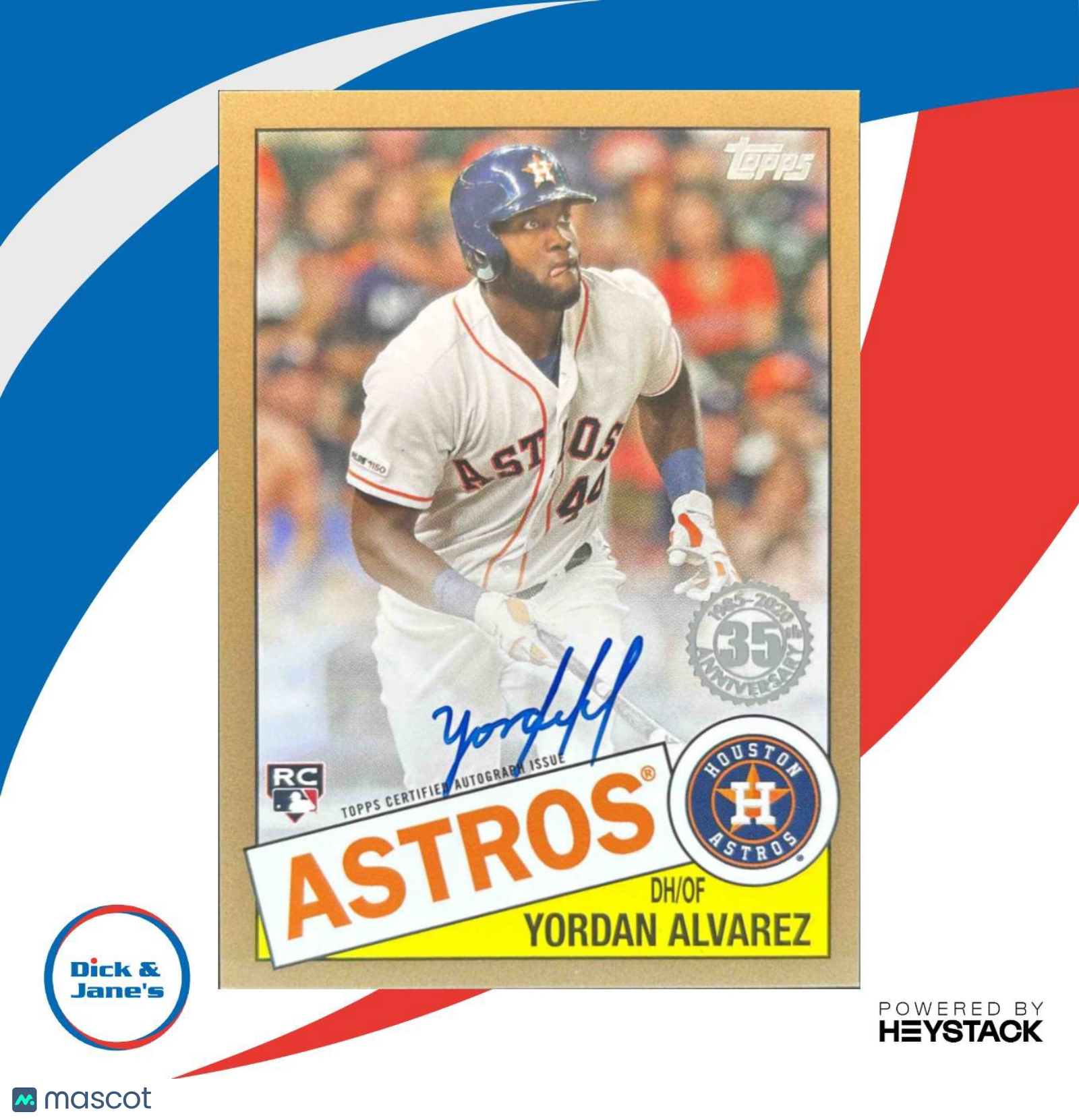 2020 Topps Yordan Alvarez 1985 35th Anniversary Auto Gold /50 RC Houston Astros