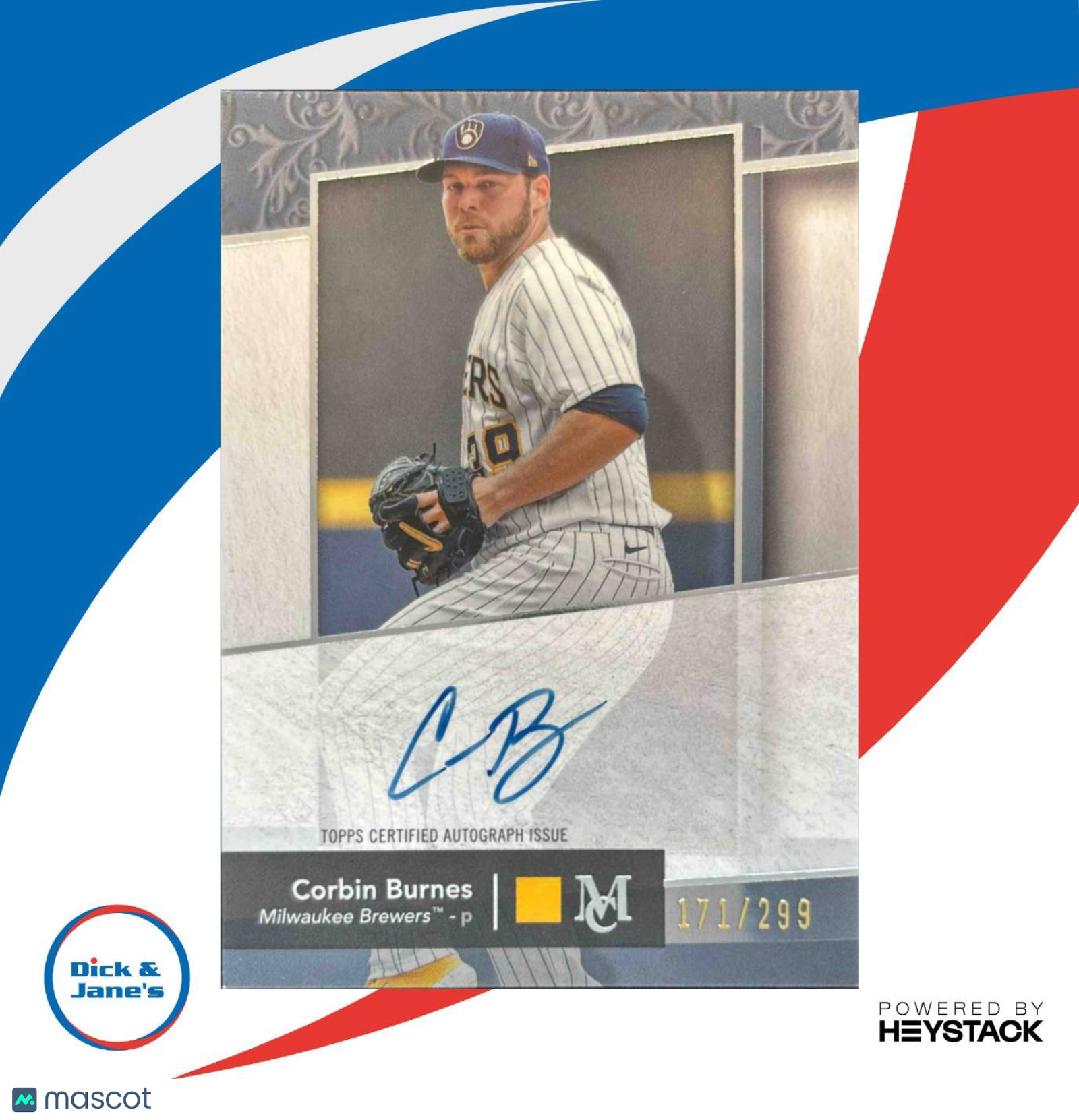 2024 Topps Museum Collection Corbin Burnes Archival Auto /299 Milwaukee Brewers