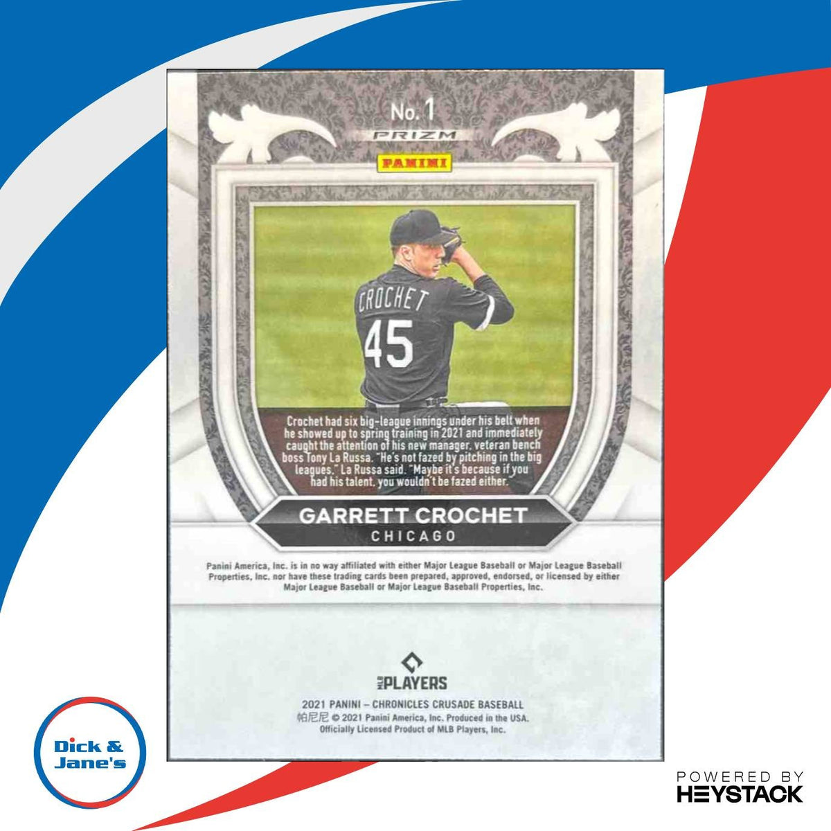 2021 Chronicles Garrett Crochet Crusade Building Blocks #1 RC Chicago White Sox