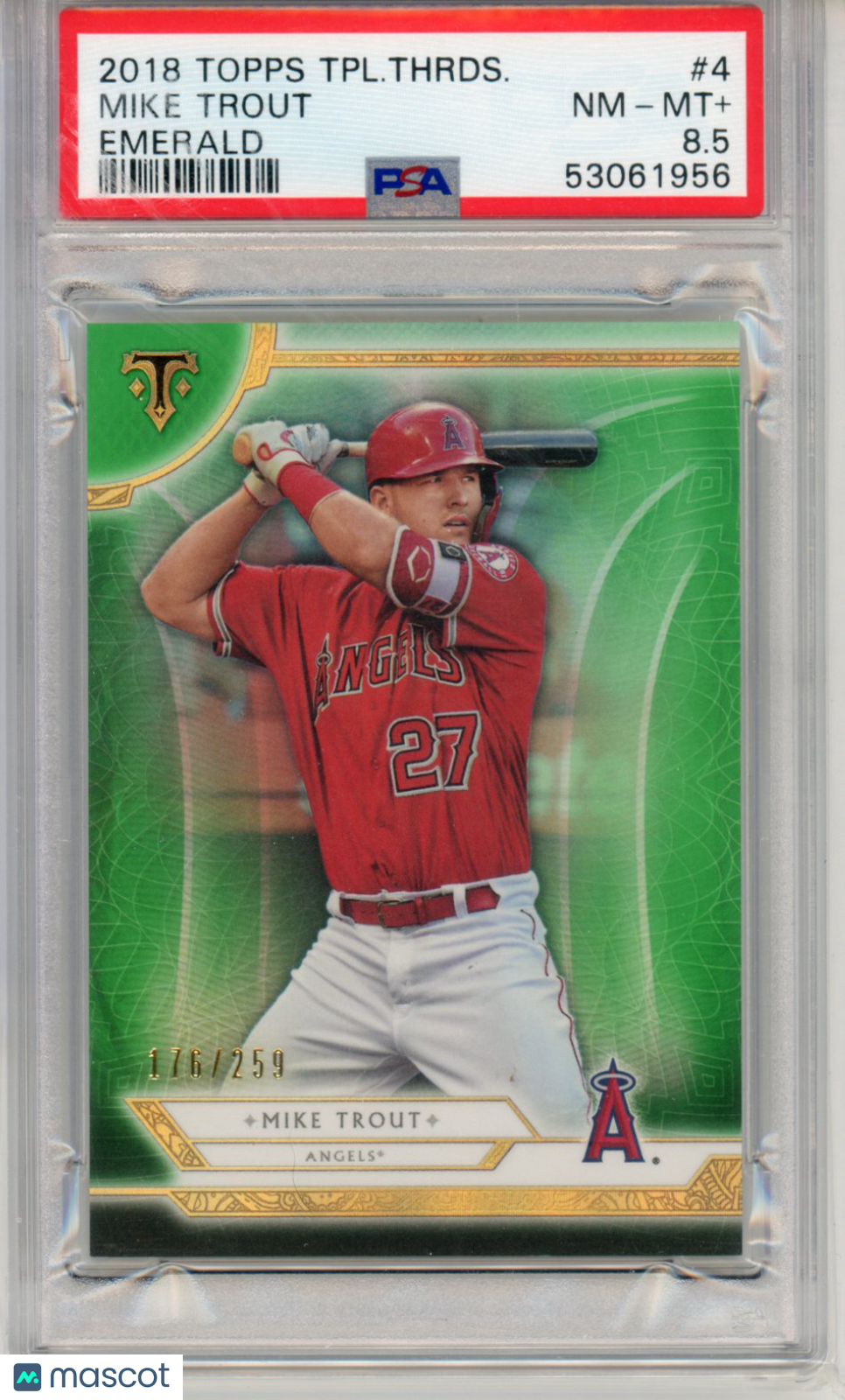 2018 Topps Triple Threads Mike Trout Emerald #4 PSA 8.5