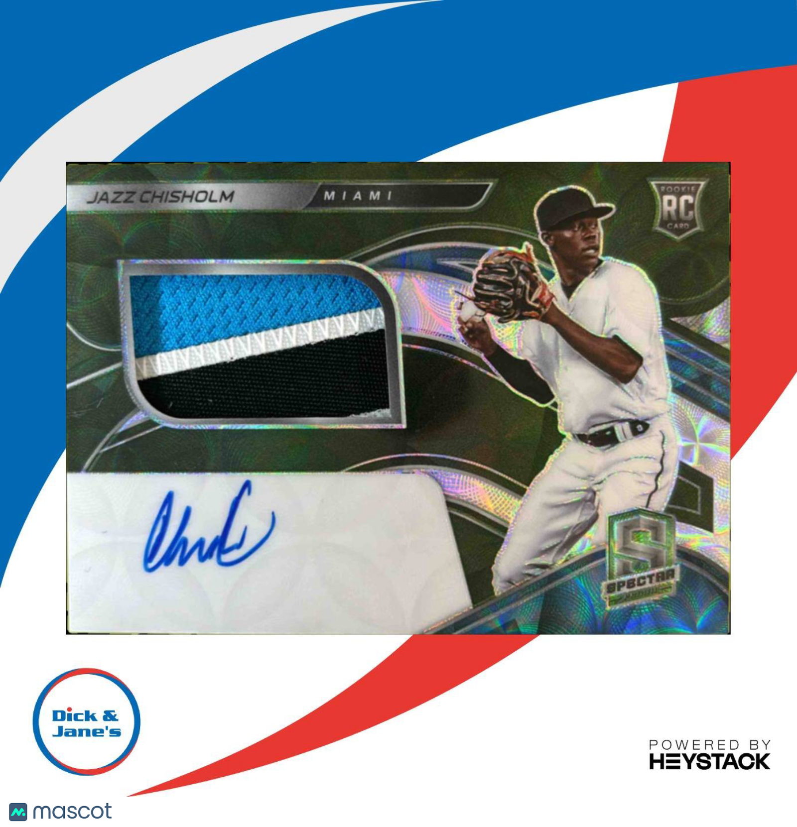 2021 Spectra Jazz Chisholm Rookie Jersey Auto Neon Green /25 #112 Miami Marlins