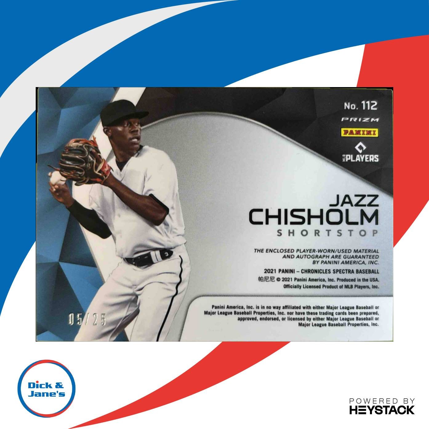 2021 Spectra Jazz Chisholm Rookie Jersey Auto Neon Green /25 #112 Miami Marlins