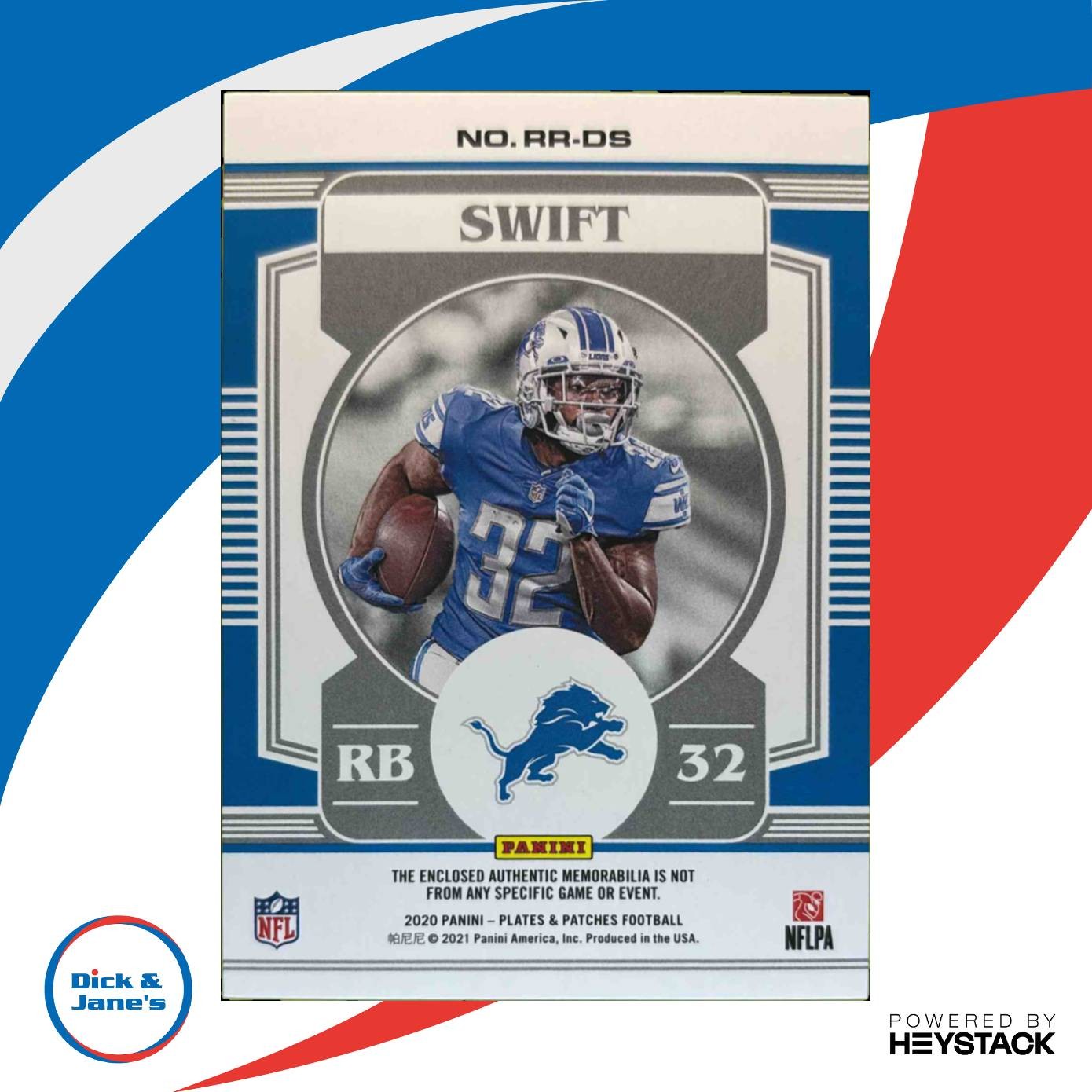 2020 Panini Plates & Patches D'Andre Swift Rookie Reflections /99 Detroit Lions