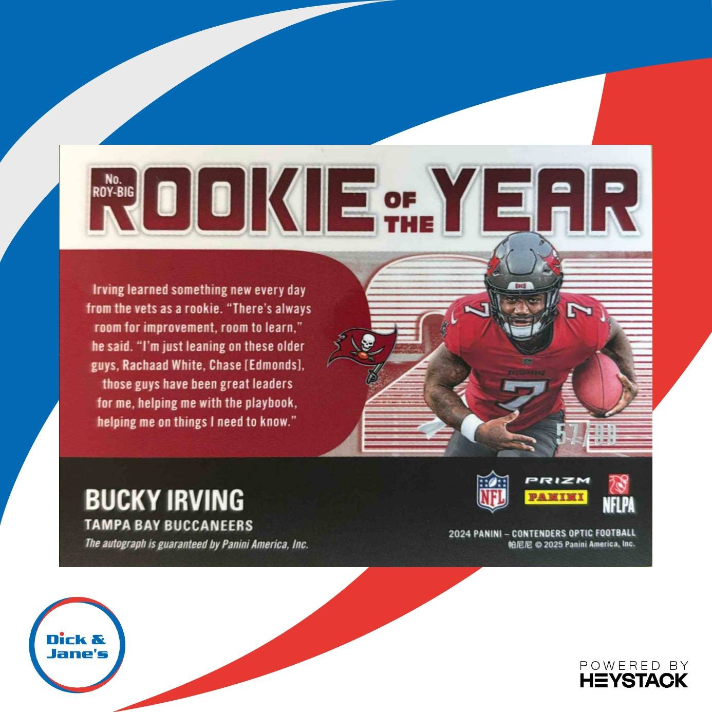 2024 Contenders Optic Bucky Irving Rookie of the Year /99 Auto Buccaneers