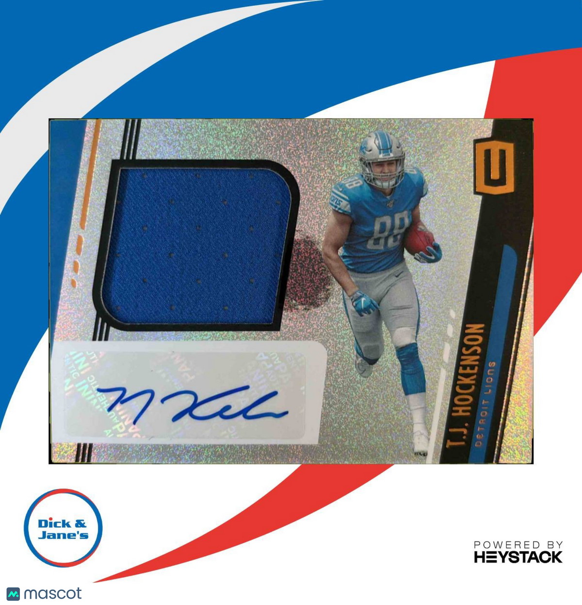 2019 Panini Unparalleled T.J. Hockenson Rookie Jersey Auto #313 RC Detroit Lions