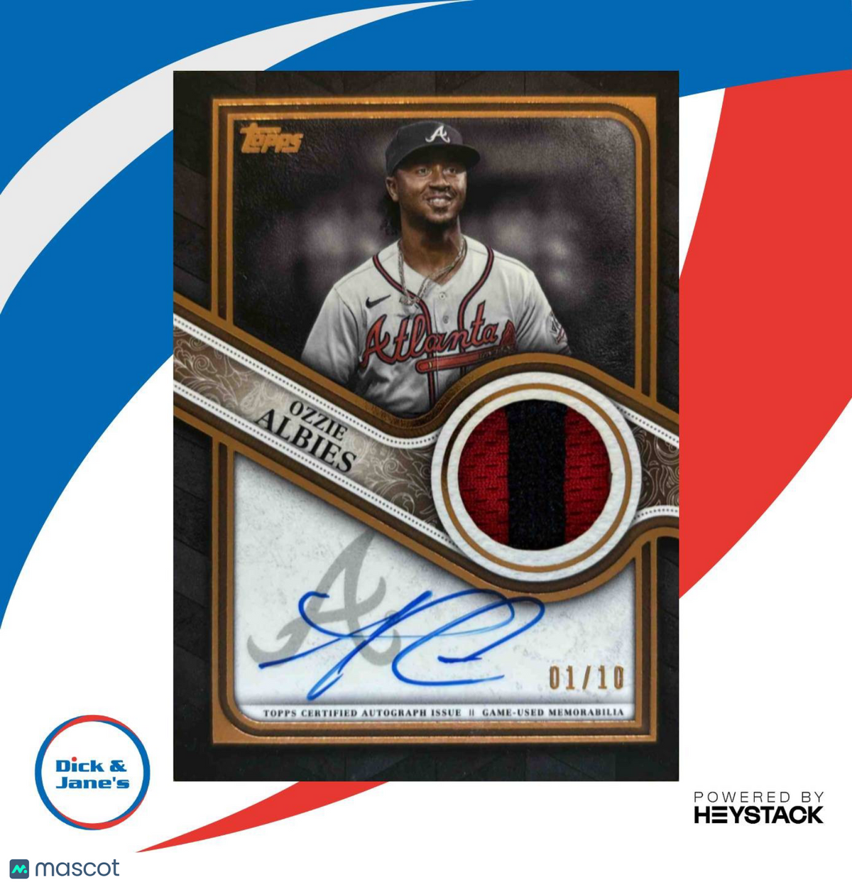 2023 Topps Ozzie Albies Reverence Auto Patch 1/10 #TRAP-OA MEM Atlanta Braves