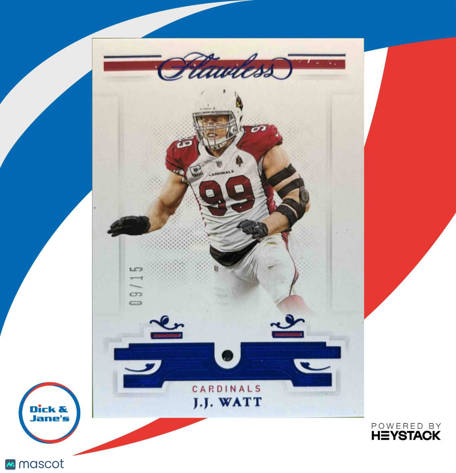 2021 Panini Flawless J.J. Watt Sapphire 9/15 #66 Arizona Cardinals