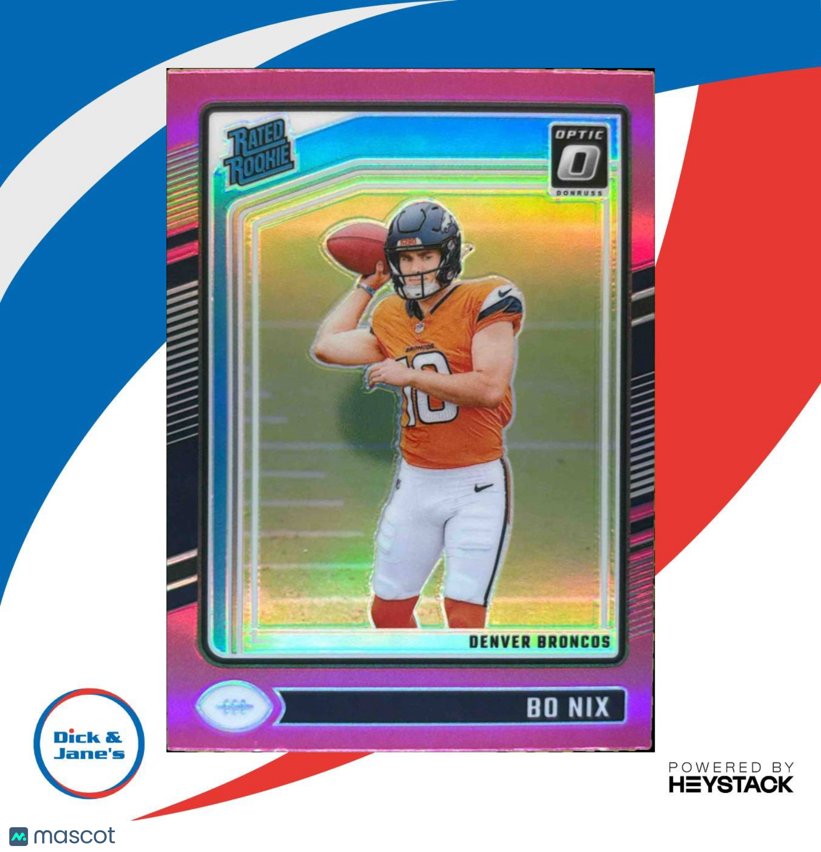 2024 Panini Donruss Optic Bo Nix Pink #209 Rated Rookie Denver Broncos
