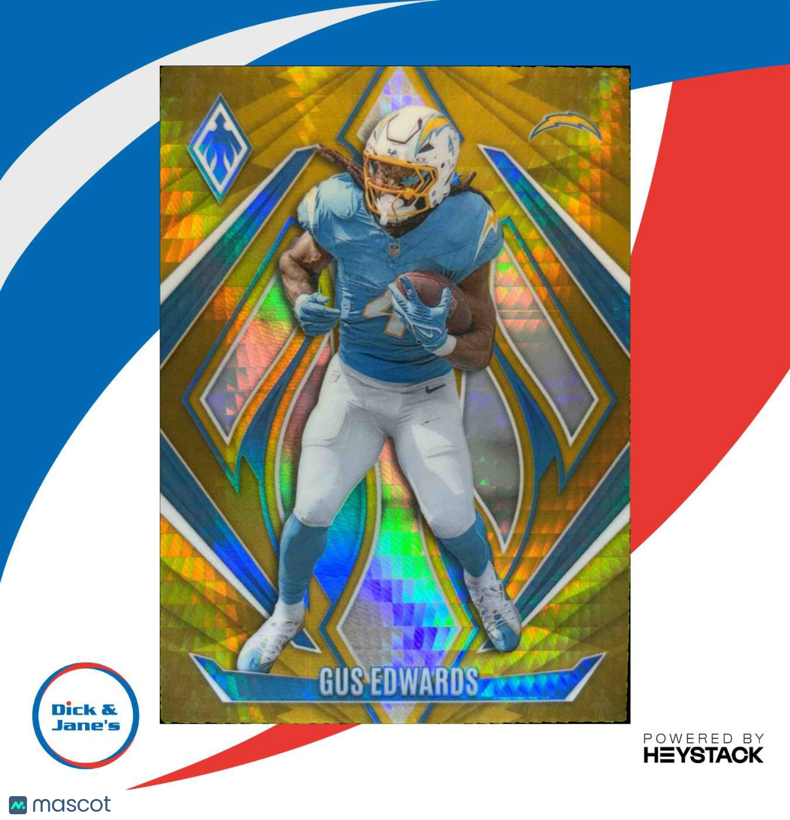 2024 Panini Phoenix Gus Edwards Gold /10 #65 Los Angeles Chargers