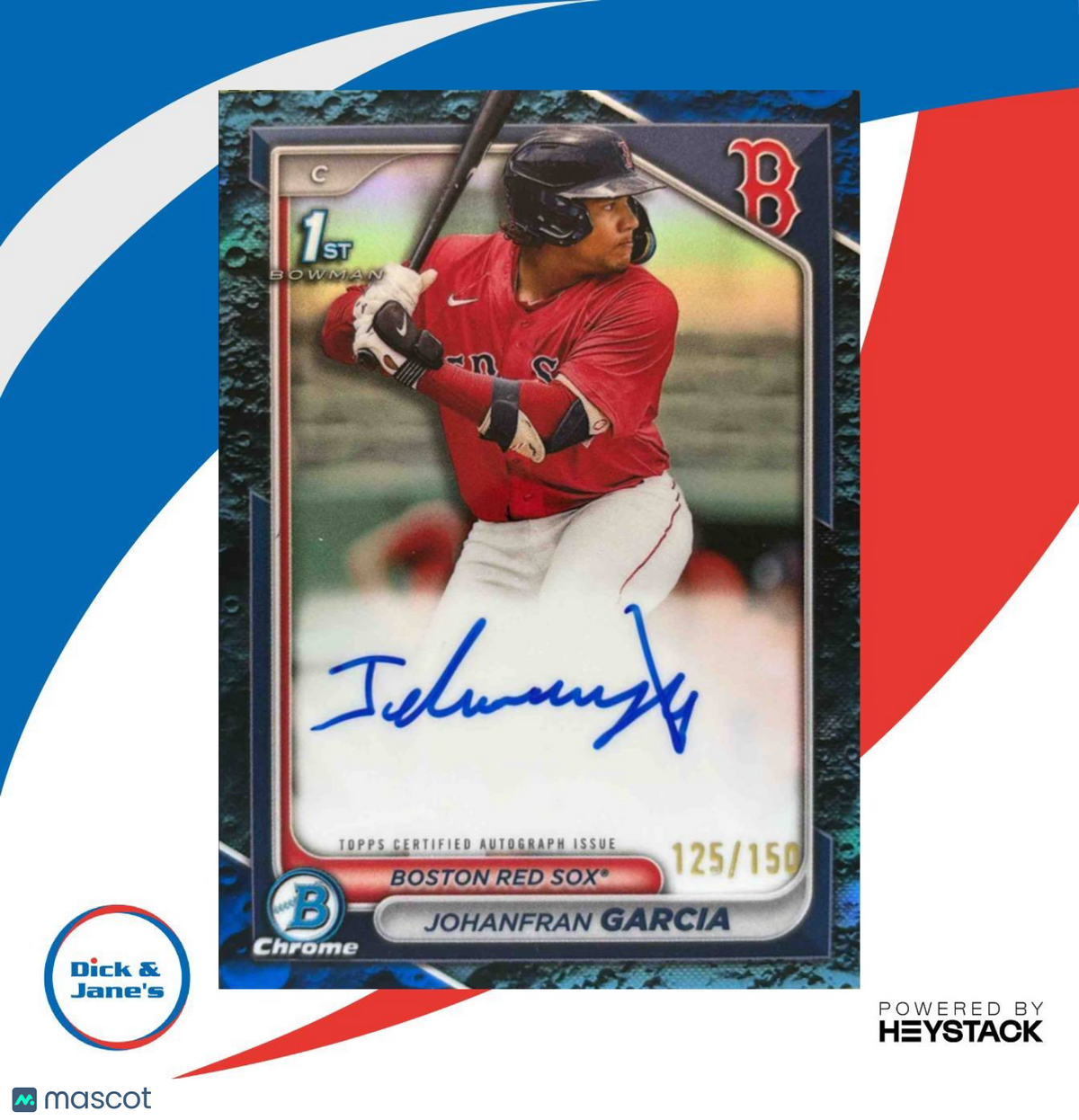 2024 Bowman Johanfran Garcia Chrome Auto Blue Lunar Refractor /150 Prospect Sox
