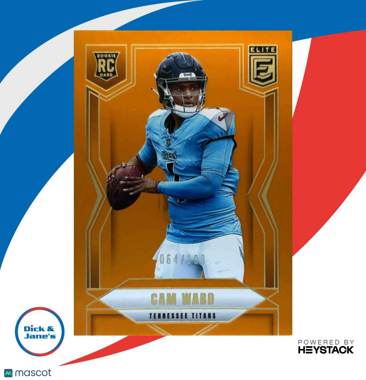 2025 Panini Donruss Elite Cam Ward Rookies Orange /199 #101 RC Tennessee Titans
