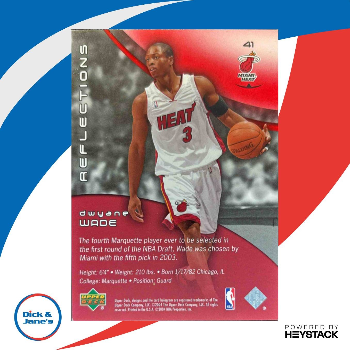 2003-04 Upper Deck Triple Dimensions Dwyane Wade Reflections Ruby /500 #41 Heat