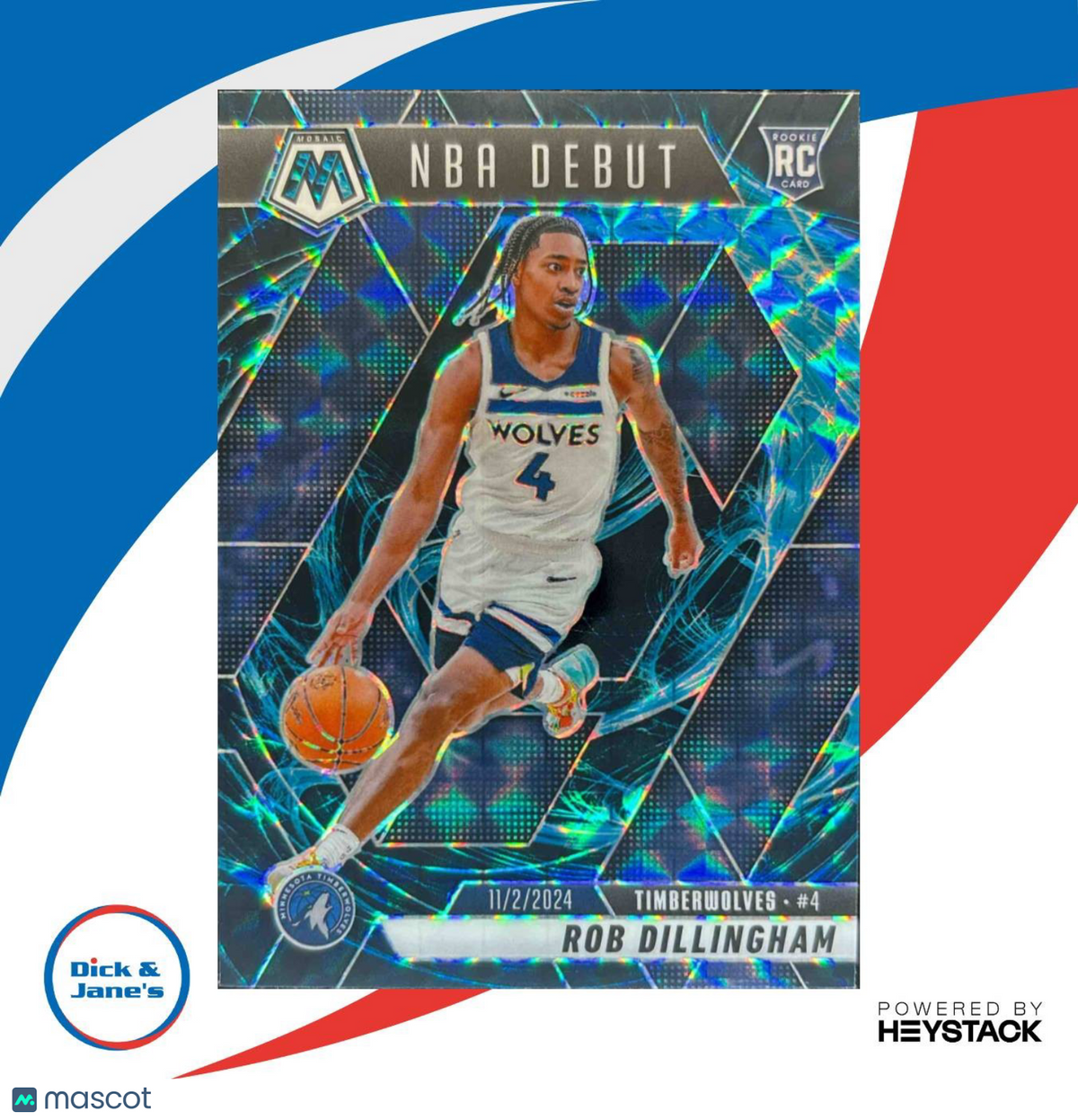 2024-25 Panini Mosaic Rob Dillingham Genesis #270 NBA Debut Timberwolves