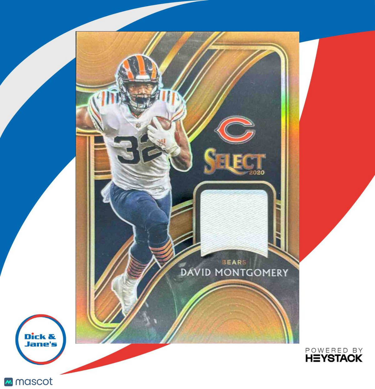 2020 Panini Select David Montgomery Swatches Copper Prizm 38/49 Chicago Bears