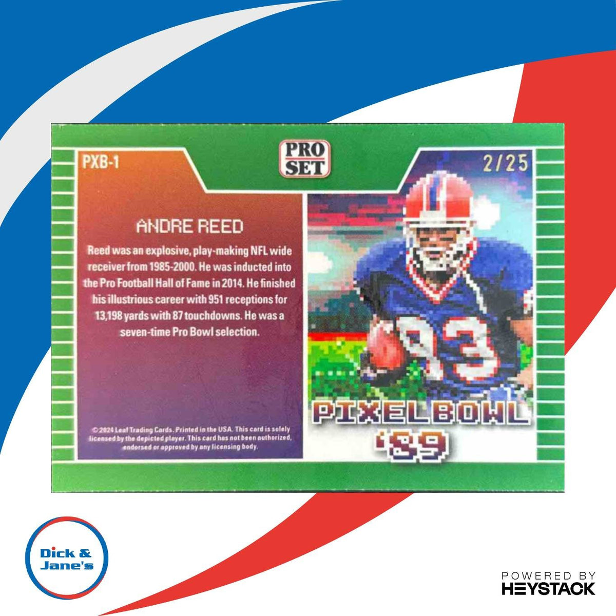 2024 Leaf Andre Reed Pro Set Pixel Bowl '89 Shimmer Light Blue /25 Bills