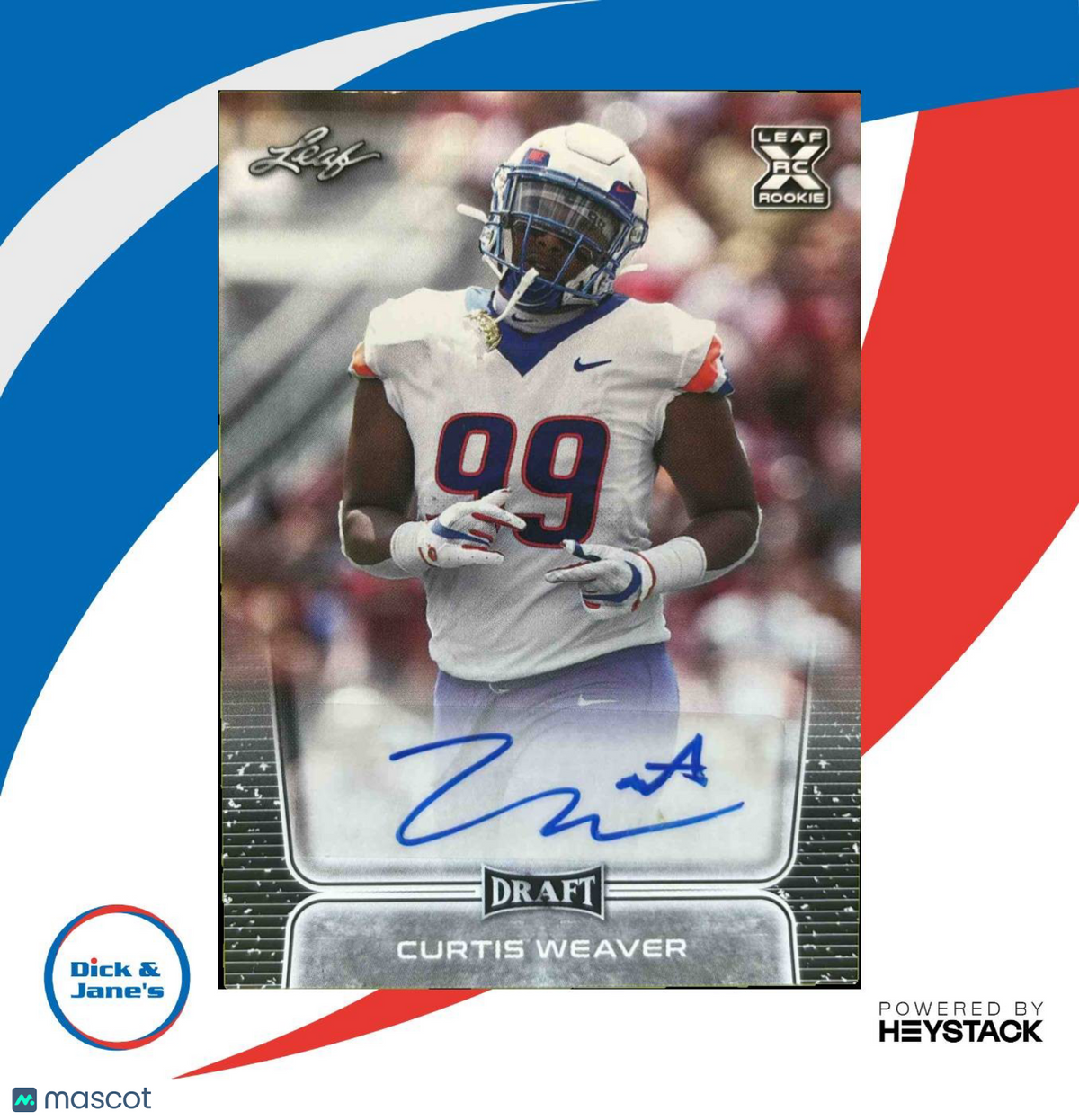 2020 Leaf Draft Curtis Weaver Auto #BA-CW1 RC Boise State Broncos