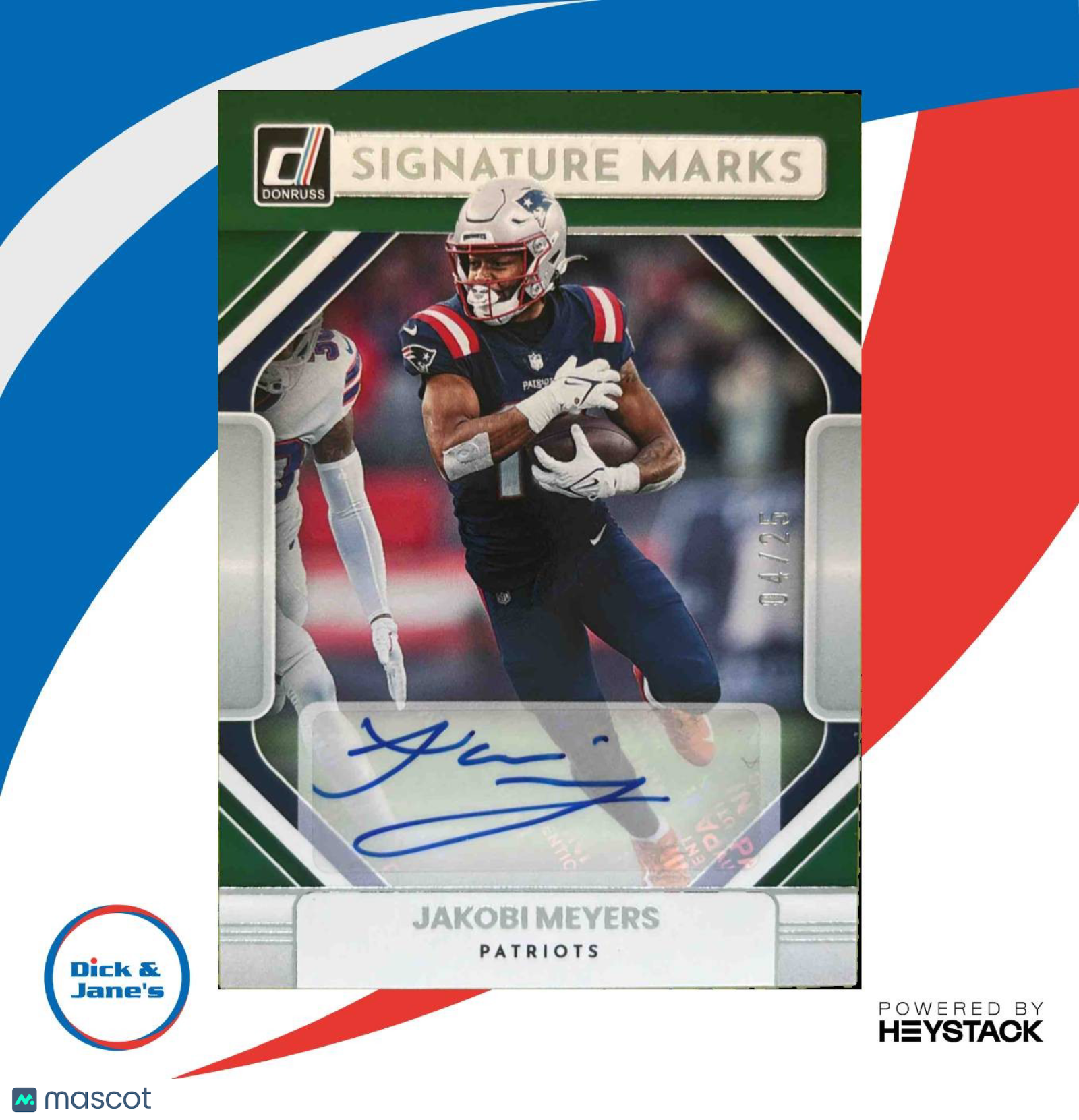 2022 Panini Donruss Jakobi Meyers Signature Marks Green /25 New England Patriots