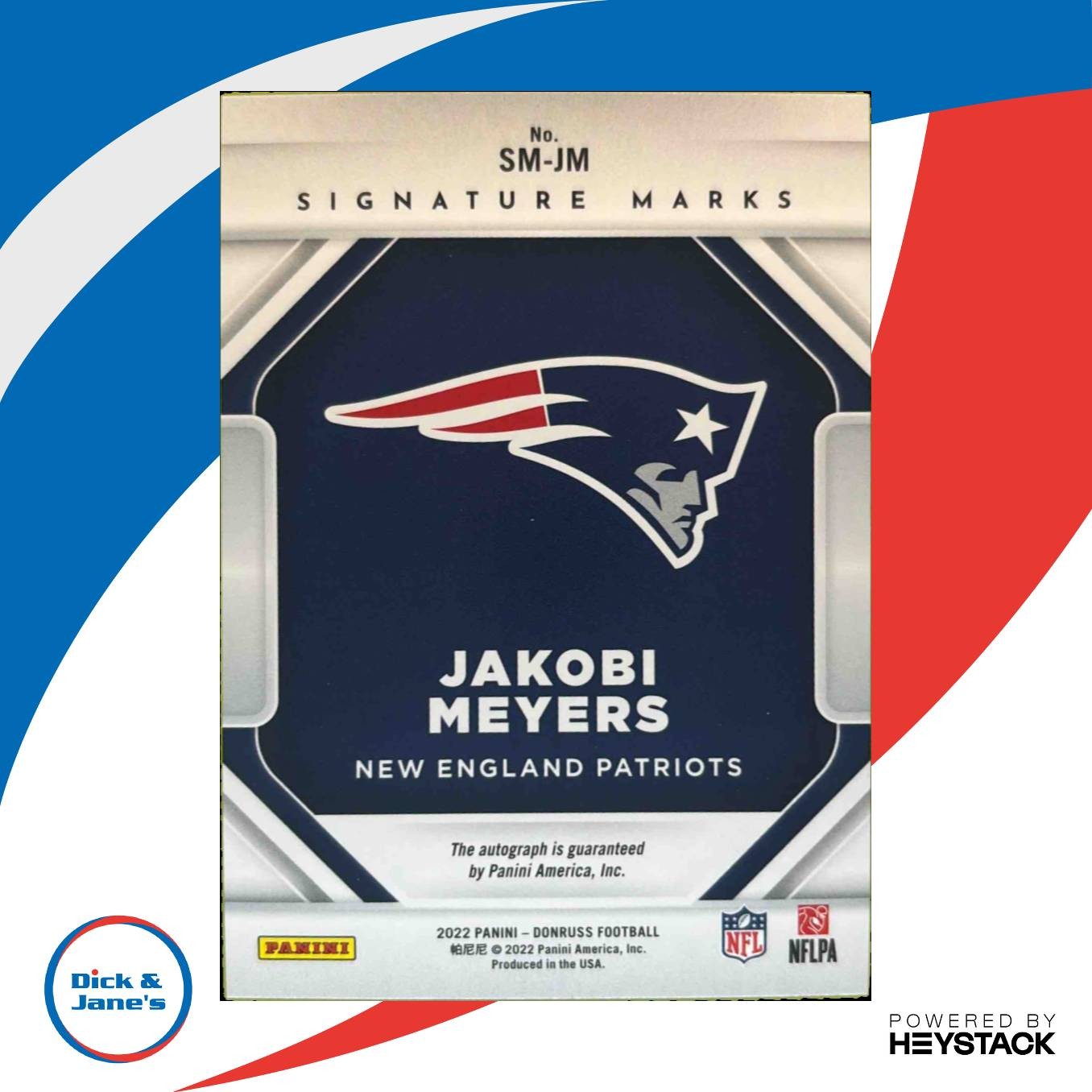 2022 Panini Donruss Jakobi Meyers Signature Marks Green /25 New England Patriots
