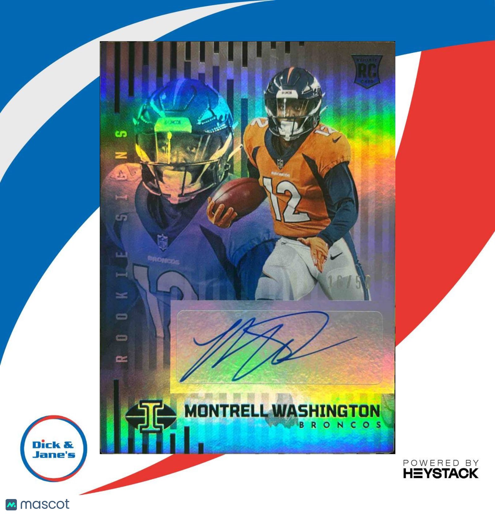 2022 Illusions Montrell Washington Rookie Signs Black /50 Auto Denver Broncos