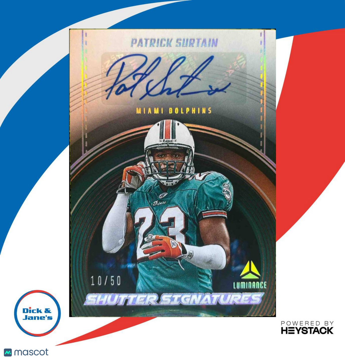 2024 Luminance Patrick Surtain Shutter Signatures Gold /50 Auto Miami Dolphins