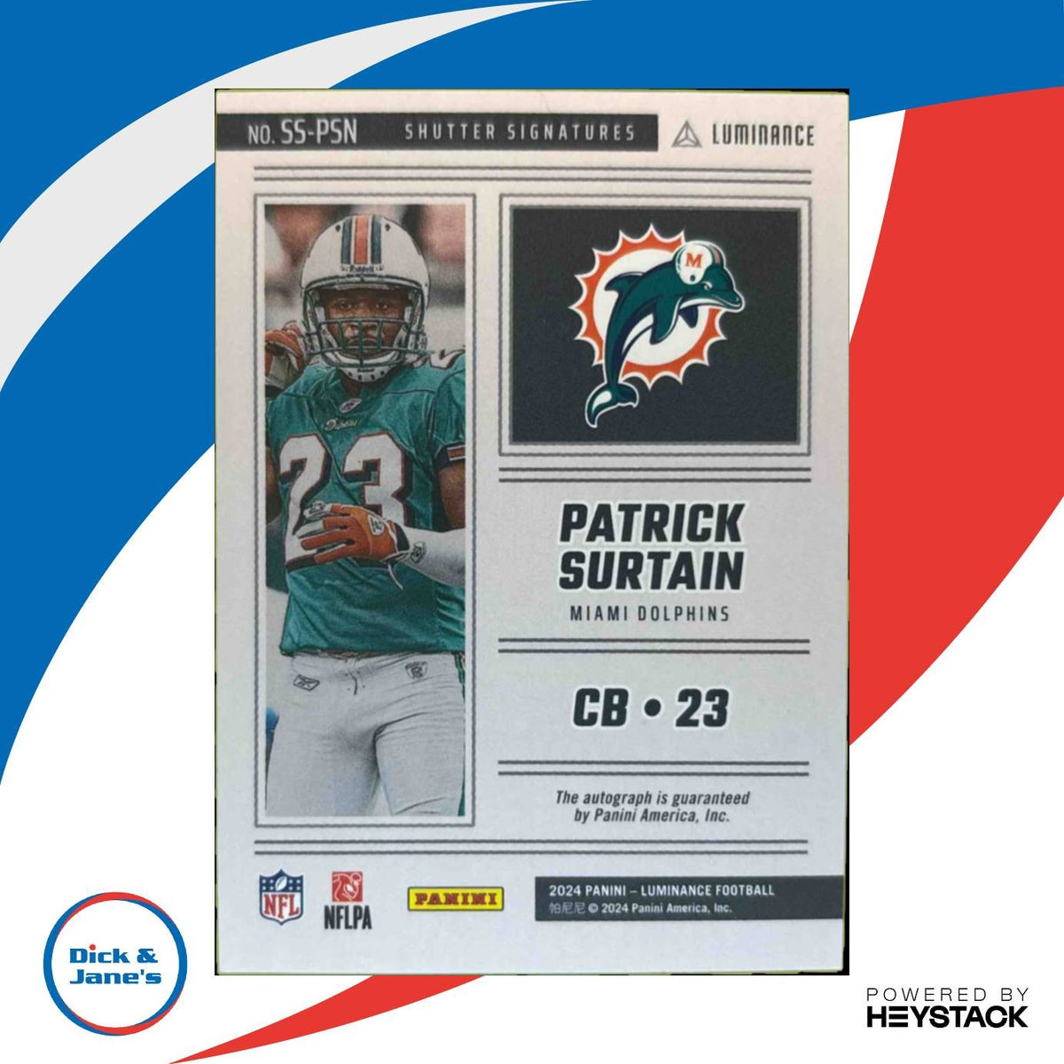 2024 Luminance Patrick Surtain Shutter Signatures Gold /50 Auto Miami Dolphins