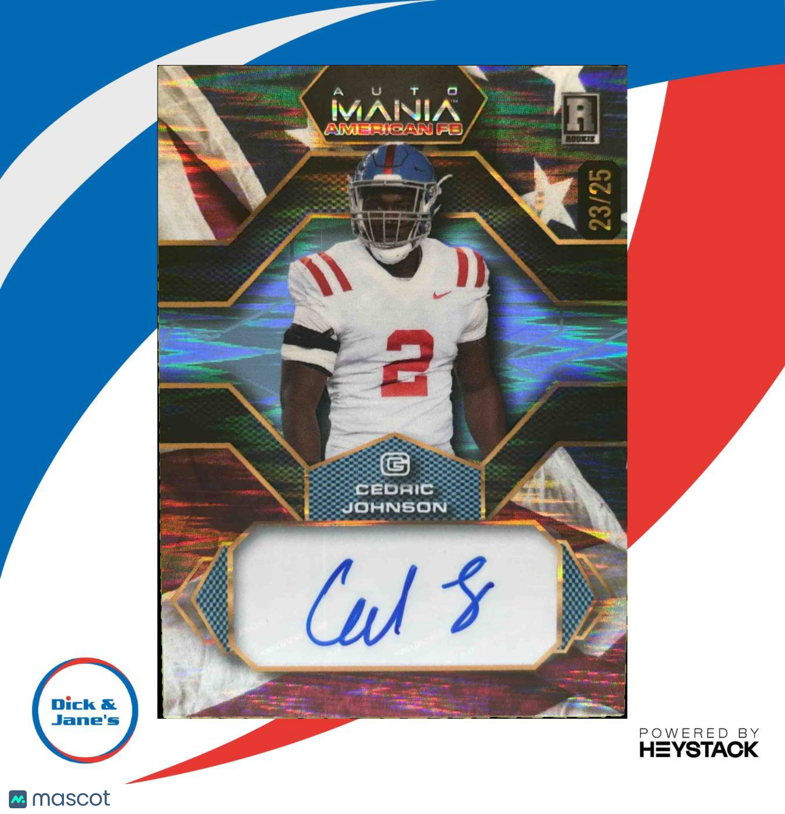 2024 Wild Card Automania American Cedric Johnson Hex Rainbow Flag /25 Rebels