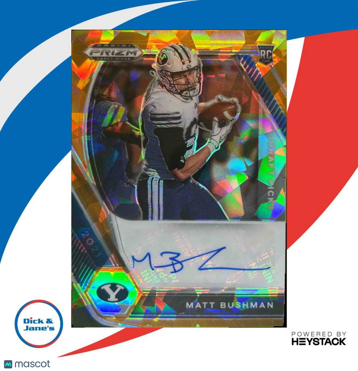 2021 Panini Prizm Draft Picks Collegiate Matt Bushman Auto Orange Ice #DPA-MAT