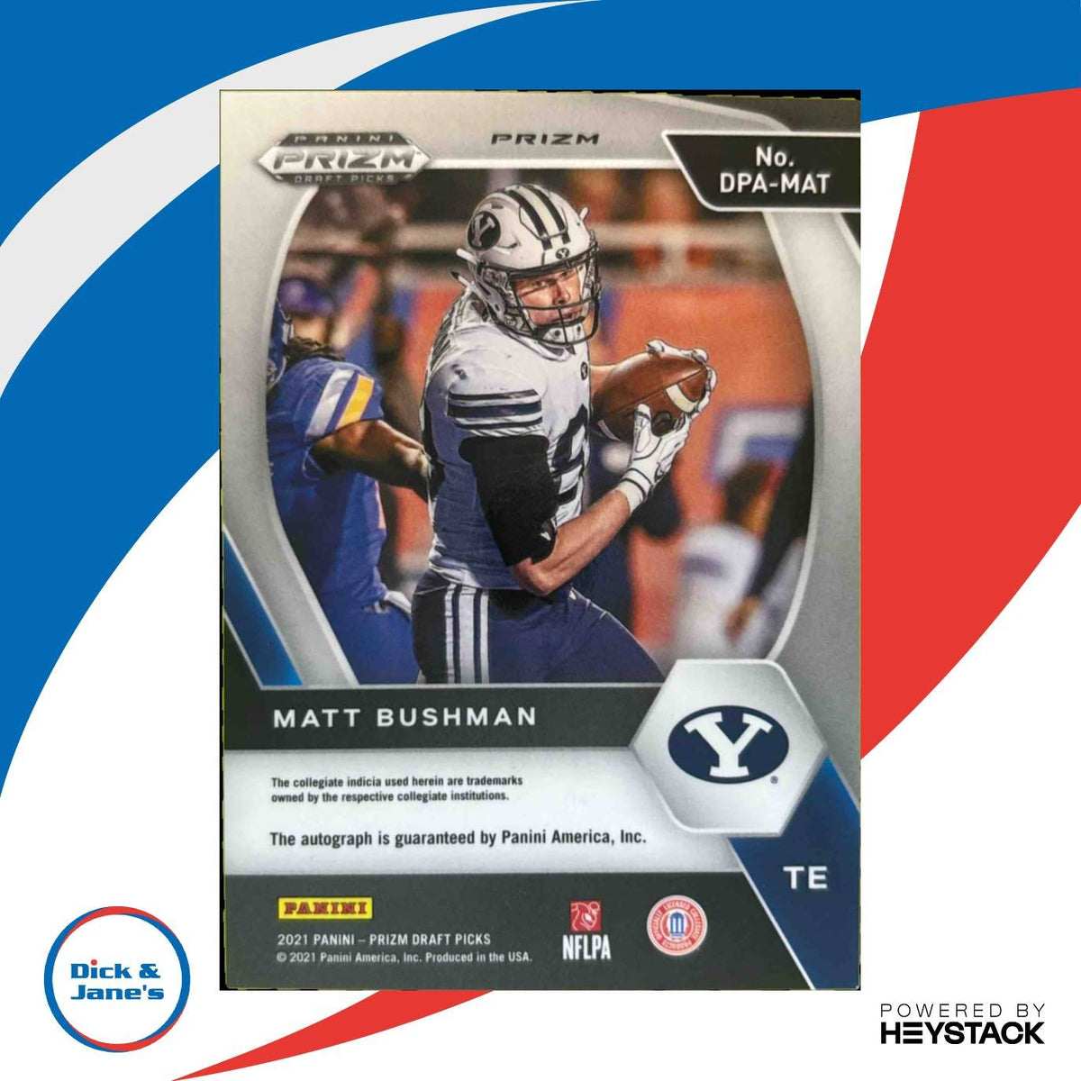 2021 Panini Prizm Draft Picks Collegiate Matt Bushman Auto Orange Ice #DPA-MAT