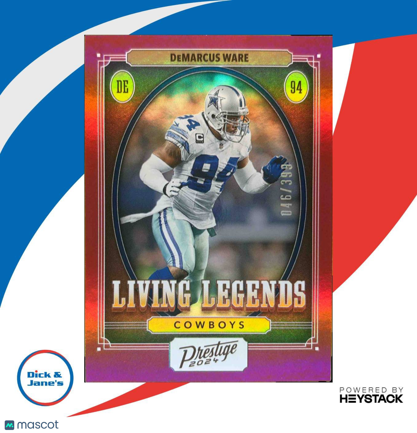 2024 Prestige DeMarcus Ware Living Legends Xtra Points Red 46/399 Dallas Cowboys
