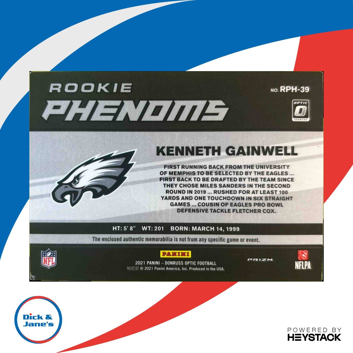 2021 Donruss Optic Kenneth Gainwell Rookie Phenoms Horizontal Blue Hyper Eagles
