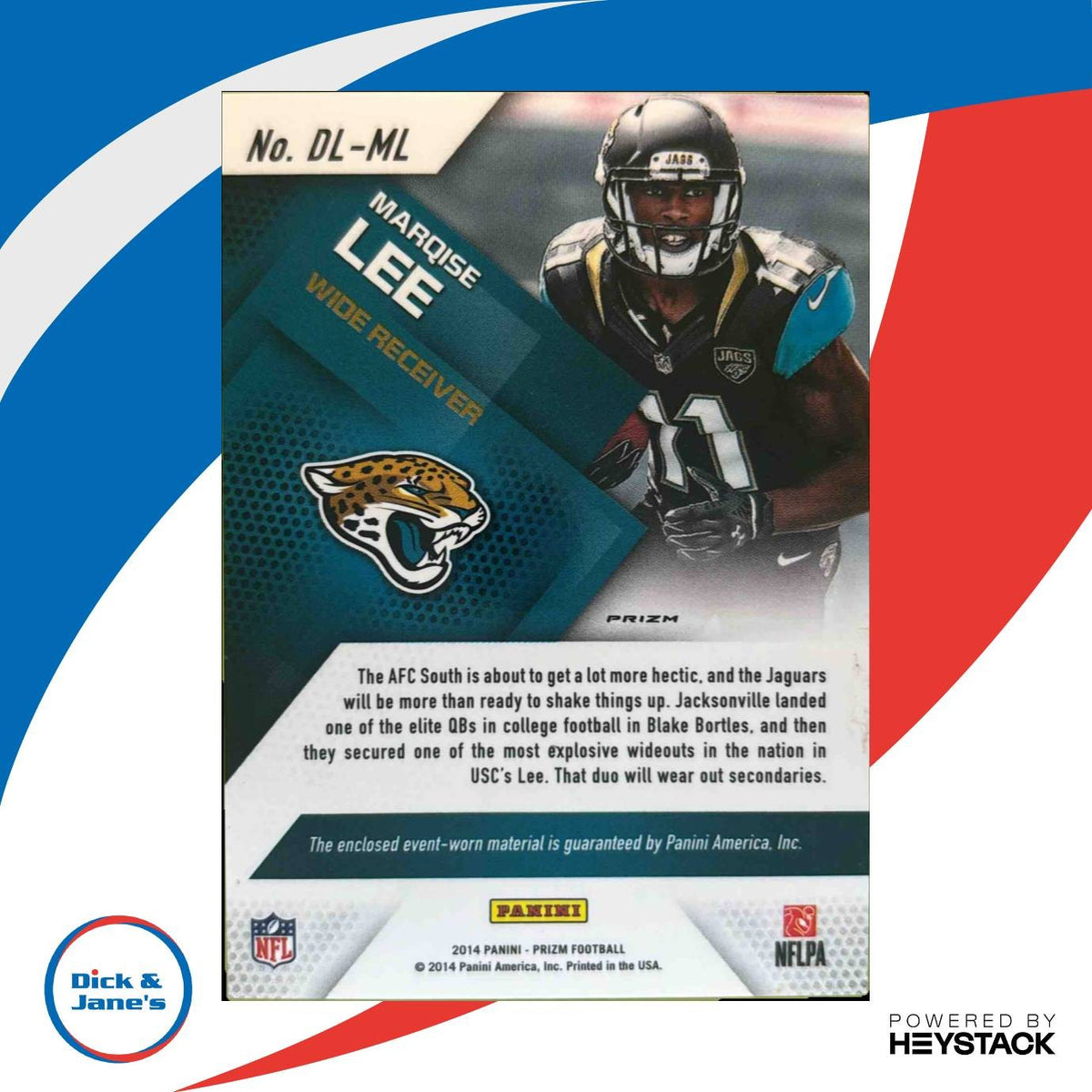 2014 Panini Prizm Marqise Lee Dirty Laundry Prizms MEM RC Jacksonville Jaguars