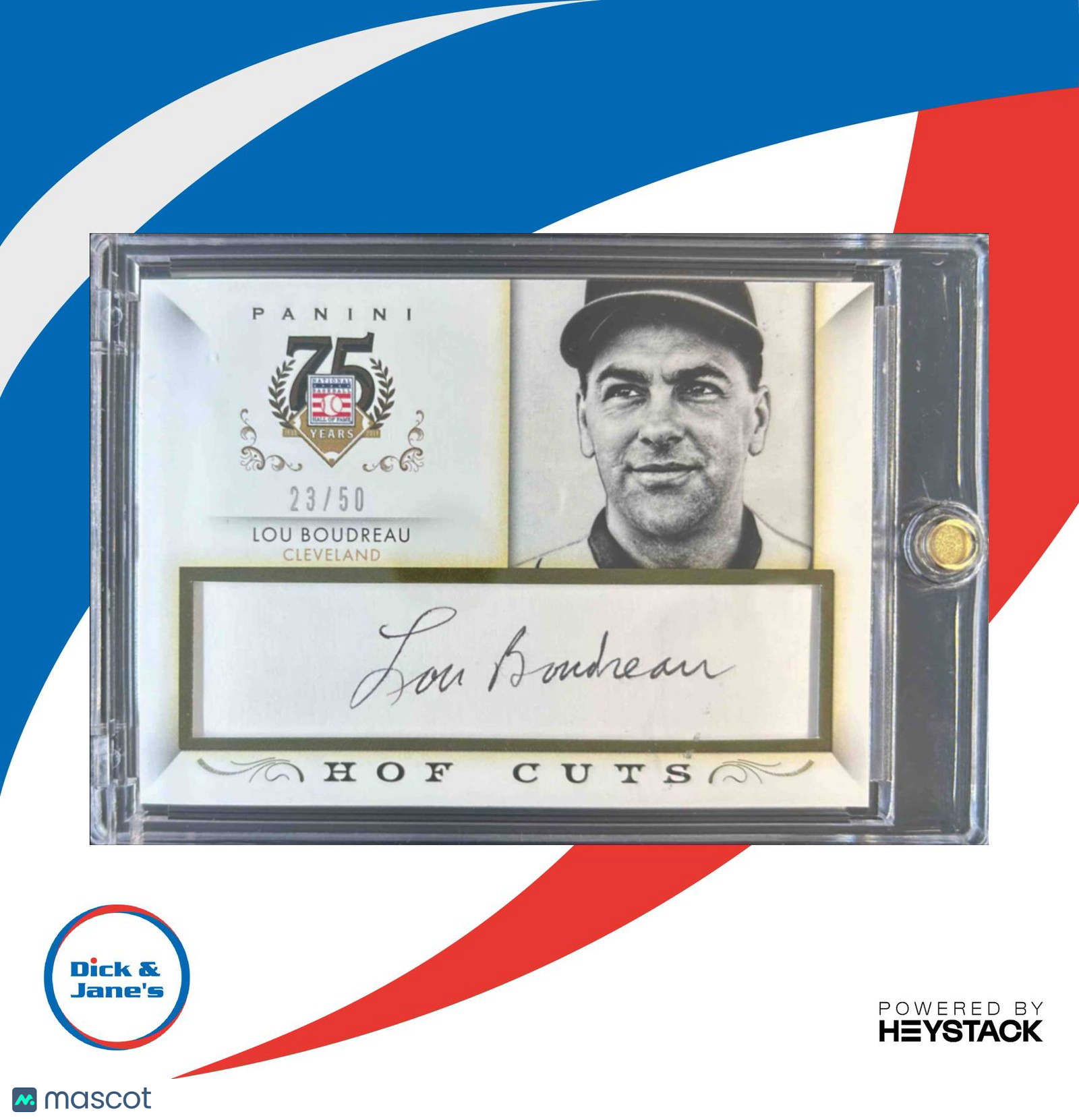 2014 Panini Hall of Fame 75th Lou Boudreau HOF Cut Signatures /25 Auto Indians
