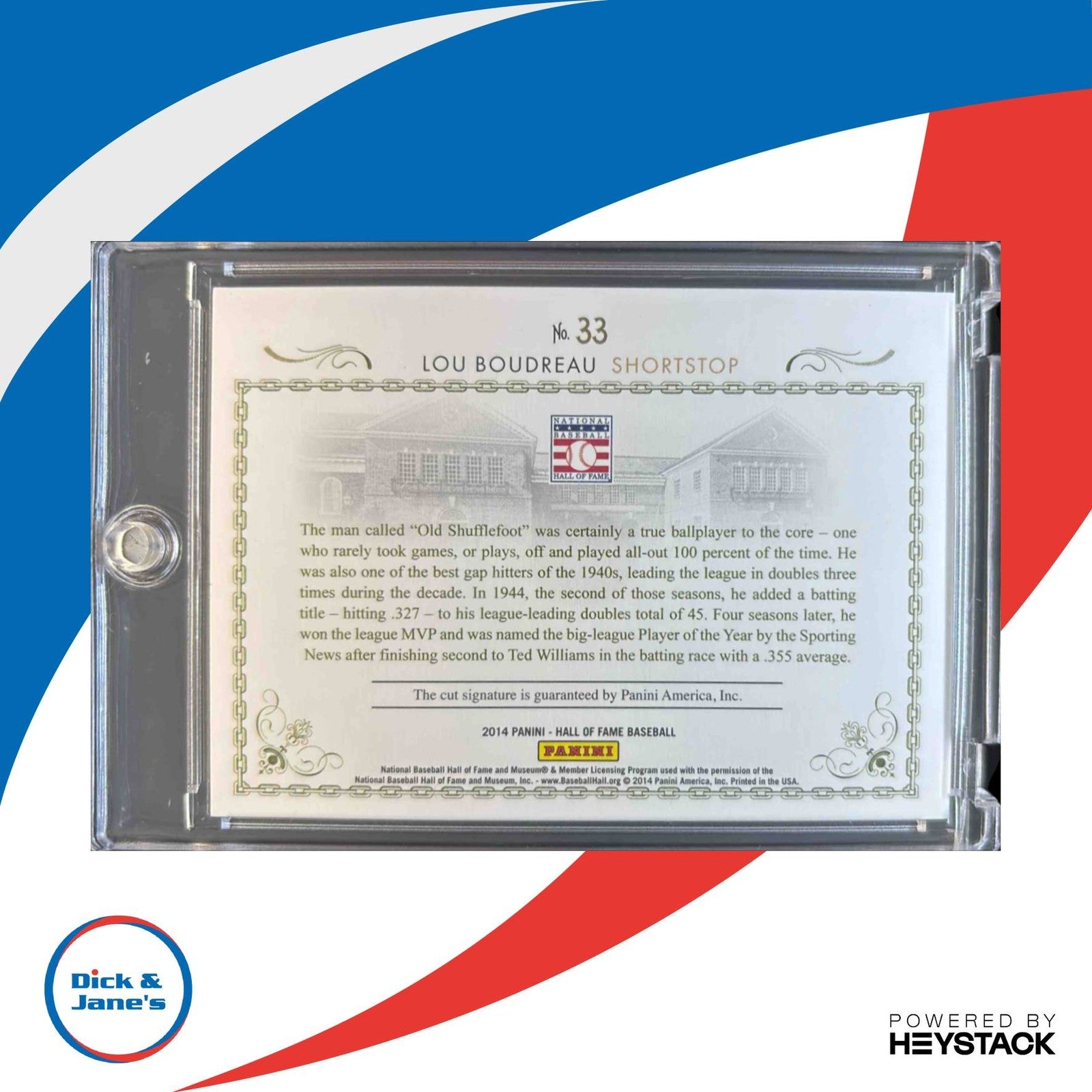 2014 Panini Hall of Fame 75th Lou Boudreau HOF Cut Signatures /25 Auto Indians