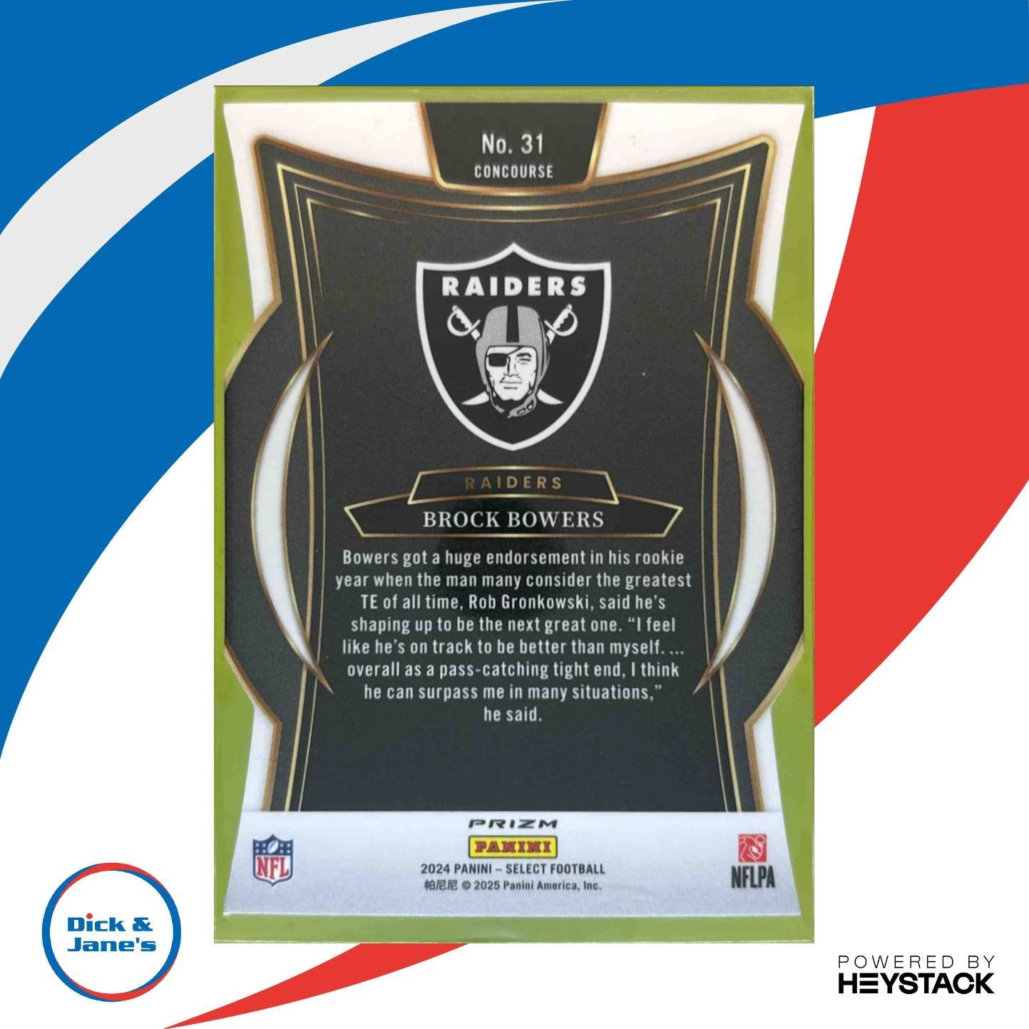 2024 Select Brock Bowers Concourse Silver Prizm Die-Cut #31 RC Las Vegas Raiders