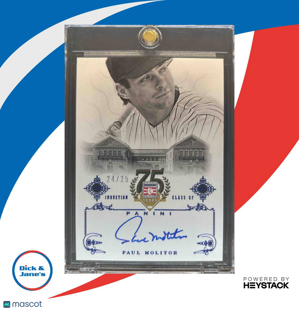 2014 Panini Hall of Fame 75th Paul Molitor Signatures Blue /25 Auto Milwaukee