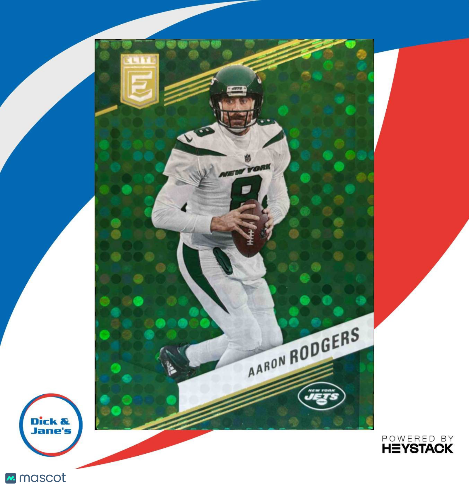 2023 Panini Donruss Elite Aaron Rodgers Green Disco #4 New York Jets