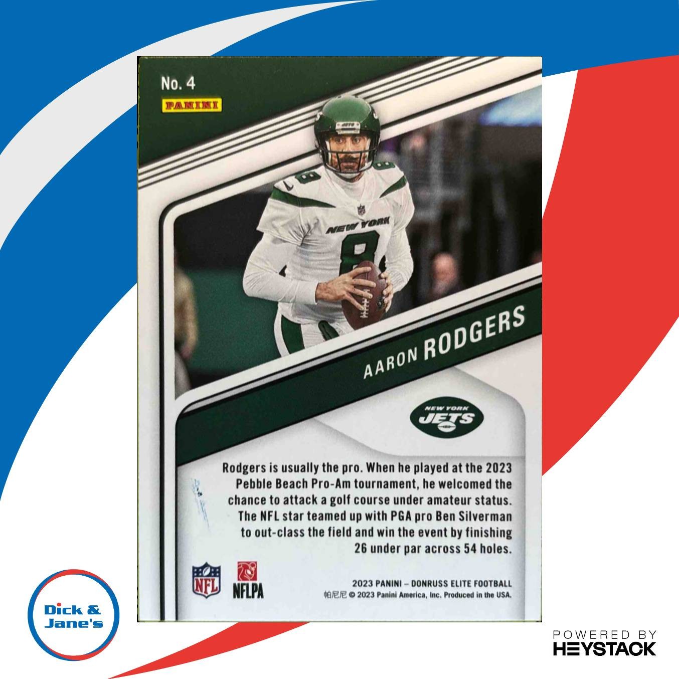 2023 Panini Donruss Elite Aaron Rodgers Green Disco #4 New York Jets
