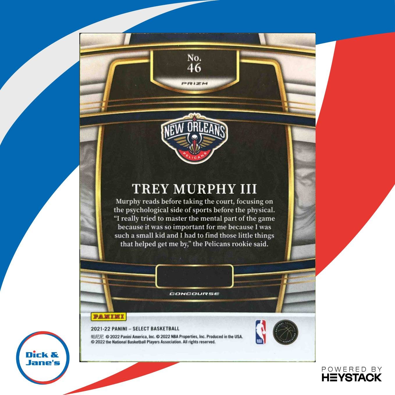 2021-22 Panini Select Trey Murphy III Disco Prizms #46 RC Concourse Pelicans