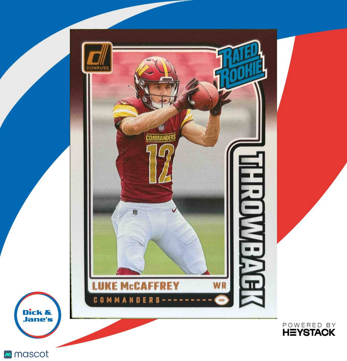 2024 Panini Donruss Luke McCaffrey Throwback #16 Washington Commanders