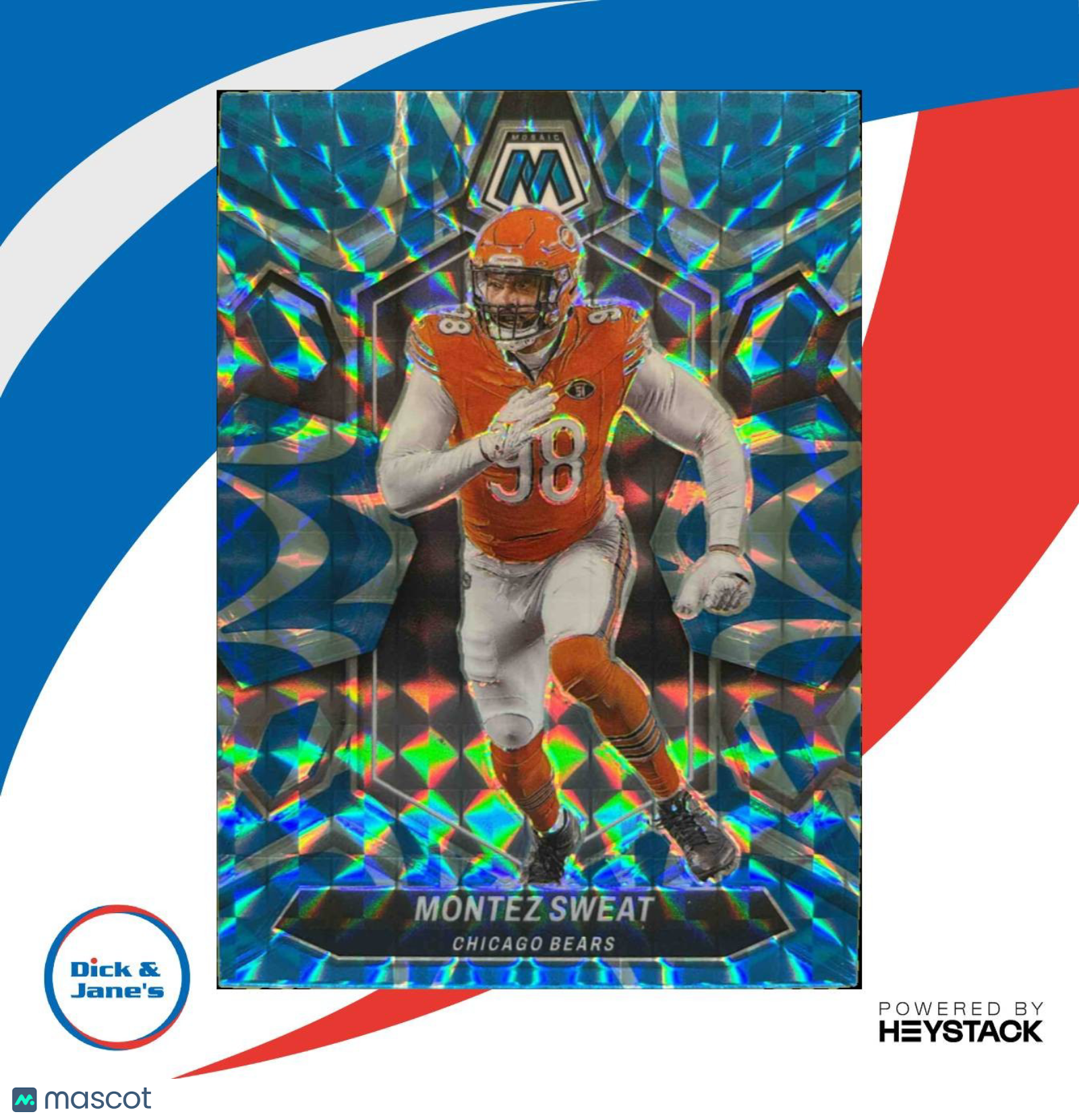 2024 Panini Mosaic Montez Sweat Reactive Blue Prizm #41 Chicago Bears
