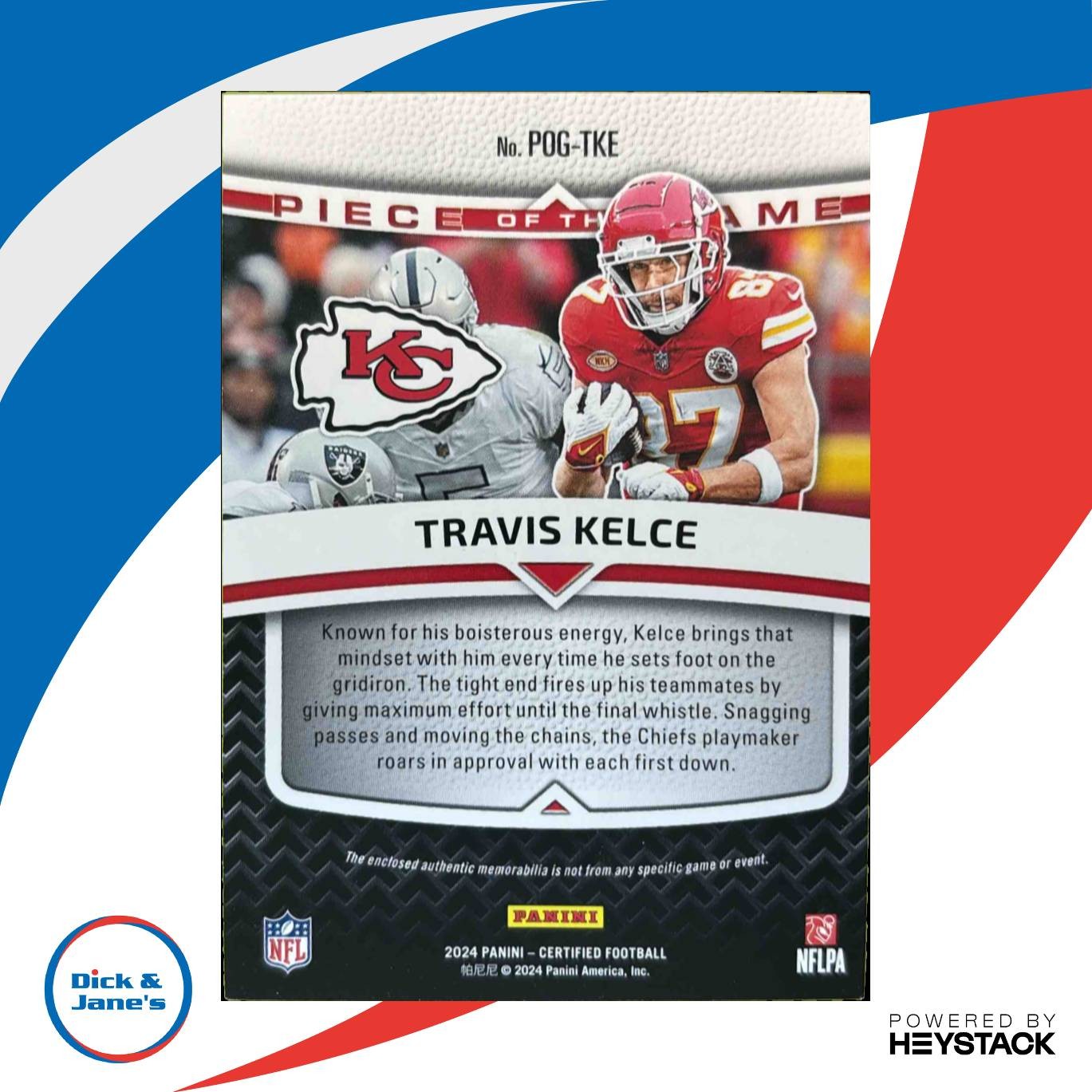2024 Panini Certified Travis Kelce Piece of the Game Red /99 Kansas City Chiefs